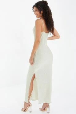 Champagne Plisse Split Maxi Dress -Princess Style Shop 00100037348 XB