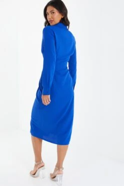 Royal Blue Shirt Midi Dress -Princess Style Shop 00100037350 XB
