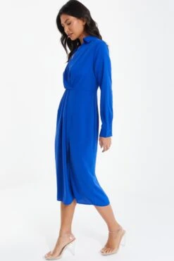 Royal Blue Shirt Midi Dress -Princess Style Shop 00100037350 XS