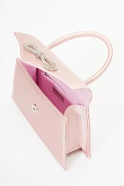 Pale Pink Satin Diamante Bow Mini Tote Bag -Princess Style Shop 00100037359 XS