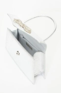 Silver Foil Diamante Bow Mini Tote Bag -Princess Style Shop 00100037360 XS
