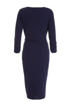Navy Wrap Tie Midi Dress -Princess Style Shop 00100037362 ZB