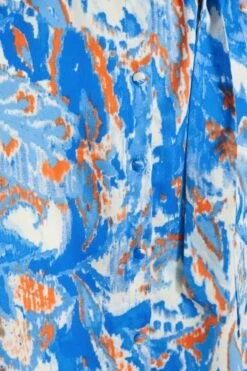 Blue Marble Print Shirt Mini Dress -Princess Style Shop 00100037368 ZS