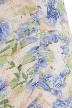 Pink Floral Chiffon Ruched Mini Dress -Princess Style Shop 00100037372 ZS