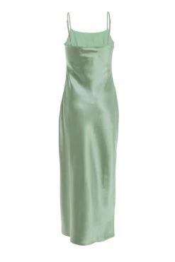 Sage Satin Ruched Split Midi Dress -Princess Style Shop 00100037374 ZB
