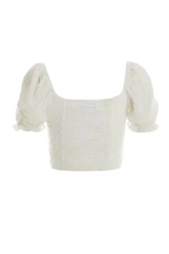 White Chiffon Dobby Crop Top -Princess Style Shop 00100037391 ZB