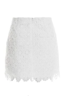 White Crochet Bodycon Mini Skirt -Princess Style Shop 00100037409 ZB