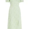 Sage Green Jacquard Bardot Midi Dress -Princess Style Shop 00100037420 ZM