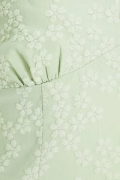 Sage Green Jacquard Bardot Midi Dress -Princess Style Shop 00100037420 ZS