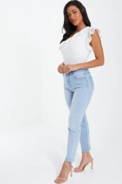 Cream One Shoulder Crochet Bodysuit -Princess Style Shop 00100037438 XS