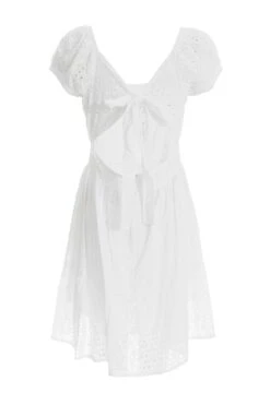 Cream Broderie Tie Back Mini Dress -Princess Style Shop 00100037440 ZB