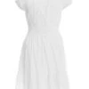 Cream Broderie Tie Back Mini Dress -Princess Style Shop 00100037440 ZM