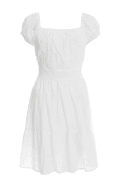 Cream Broderie Tie Back Mini Dress