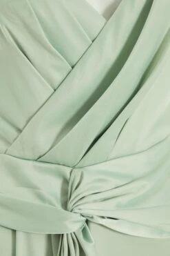 Sage Satin Knot Midi Dress -Princess Style Shop 00100037449 ZS