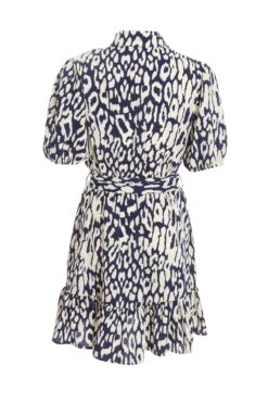 Navy Animal Print Shirt Mini Dress -Princess Style Shop 00100037456 ZB