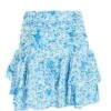 Blue Floral Ruched Mini Skirt -Princess Style Shop 00100037458 ZM