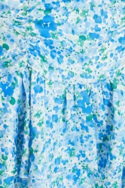 Blue Floral Ruched Mini Skirt -Princess Style Shop 00100037458 ZS