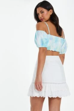 White Crochet Trim Mini Skirt -Princess Style Shop 00100037459 XB