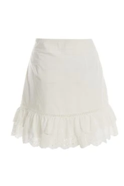 White Crochet Trim Mini Skirt -Princess Style Shop 00100037459 ZB