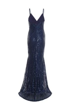 Navy Sequin Fishtail Maxi Dress 12 Navy Sequin Fishtail Maxi Dress -Princess Style Shop 00100037463 ZB