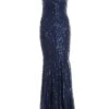 Navy Sequin Fishtail Maxi Dress