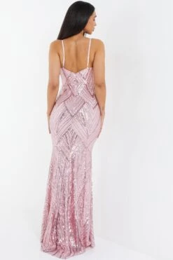 Pink Sequin Fishtail Maxi Dress -Princess Style Shop 00100037464 XB