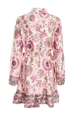 Pink Satin Paisley Print Mini Shirt Dress -Princess Style Shop 00100037473 ZB