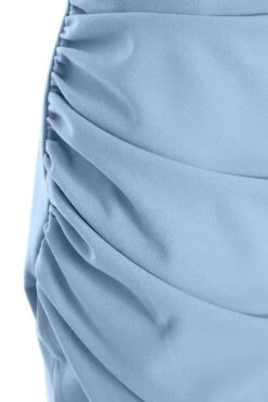 Light Blue One Shoulder Ruched Midi Dress 13 Light Blue One Shoulder Ruched Midi Dress -Princess Style Shop 00100037477 ZS