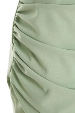 Sage Green One Shoulder Ruched Midi Dress -Princess Style Shop 00100037478 ZS