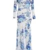 Blue Floral Mesh Maxi Dress