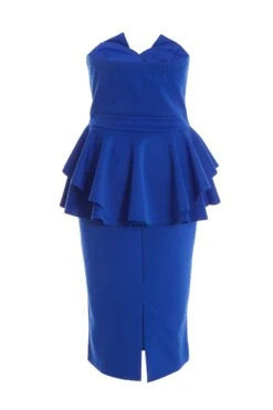 Royal Blue Peplum Bodycon Midi Dress -Princess Style Shop 00100037492 ZB