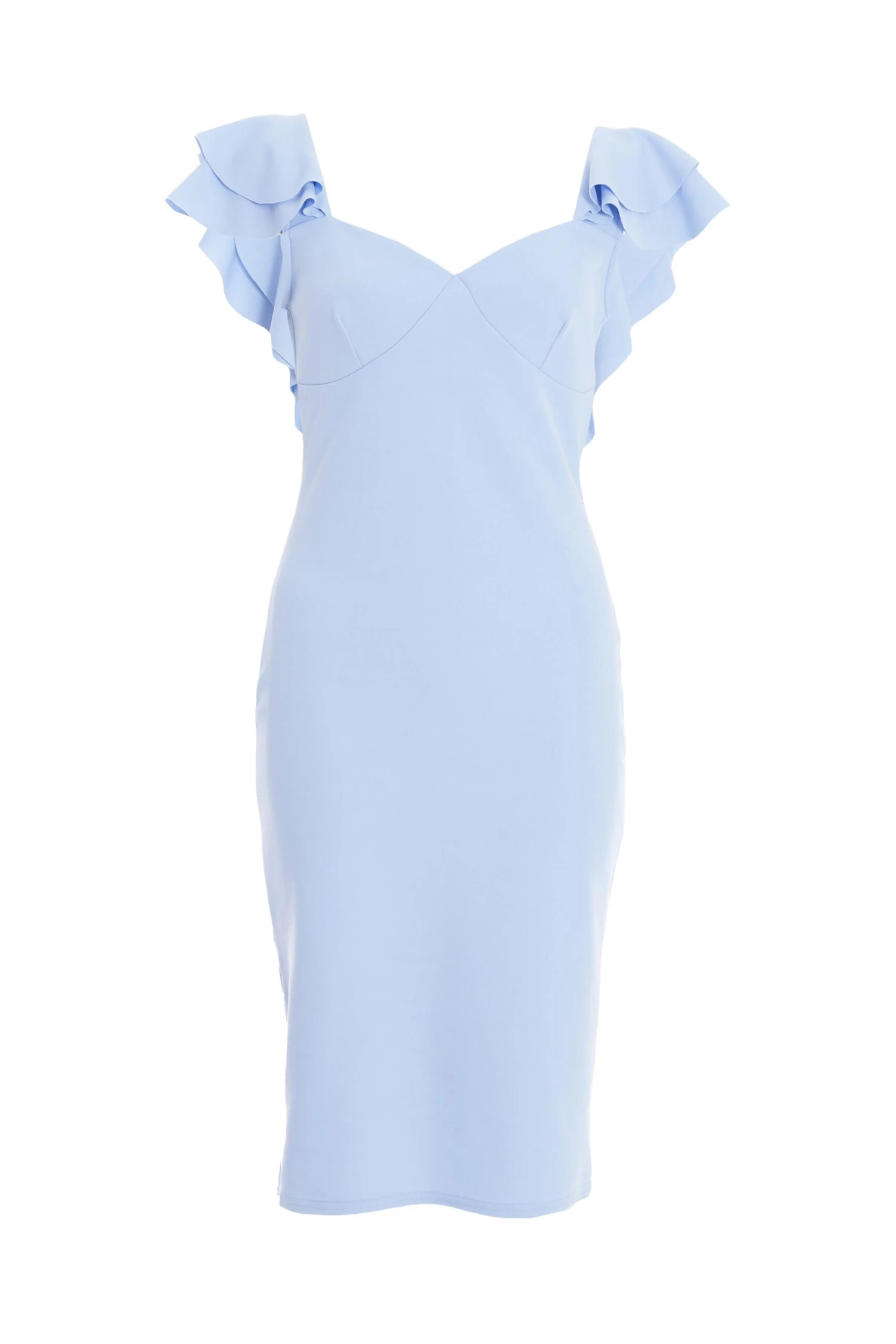 Light Blue Frill Bodycon Midi Dress 3 Light Blue Frill Bodycon Midi Dress