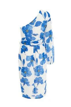 Blue Floral Chiffon Midi Dress -Princess Style Shop 00100037500 ZB