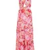 Pink Floral Cross Front Maxi Dress