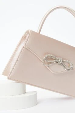 Champagne Satin Diamante Bow Mini Tote Bag -Princess Style Shop 00100037507 ZS