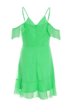 Green Chiffon Polka Dot Skater Dress -Princess Style Shop 00100037557 ZB