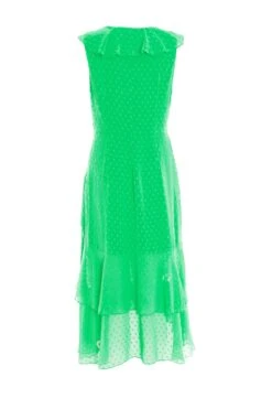Green Chiffon Dobby Wrap Midi Dress -Princess Style Shop 00100037558 ZB