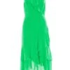 Green Chiffon Dobby Wrap Midi Dress
