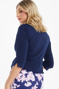 Navy Split Sleeve Crop Jacket -Princess Style Shop 00100037564 XB