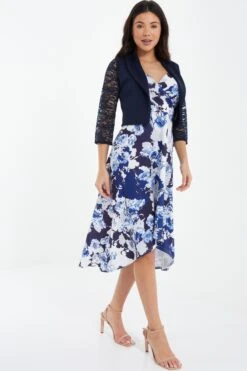 Navy Shawl Lace Crop Jacket -Princess Style Shop 00100037569 XS