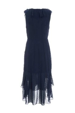 Navy Chiffon Dobby Wrap Midi Dress -Princess Style Shop 00100037573 ZB