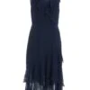 Navy Chiffon Dobby Wrap Midi Dress