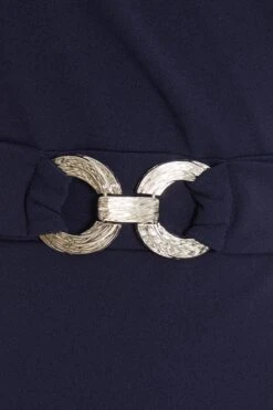 Navy Wrap Dip Hem Midi Dress -Princess Style Shop 00100037578 ZS