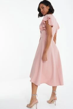 Pink Wrap Dip Hem Midi Dress -Princess Style Shop 00100037579 XB