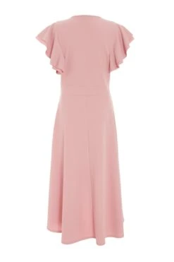 Pink Wrap Dip Hem Midi Dress -Princess Style Shop 00100037579 ZB
