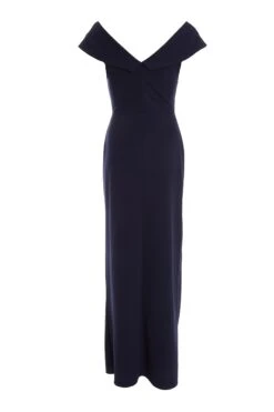 Navy Ruched Bardot Maxi Dress -Princess Style Shop 00100037580 ZB