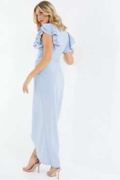 Light Blue Ruched Maxi Dress -Princess Style Shop 00100037582 XB