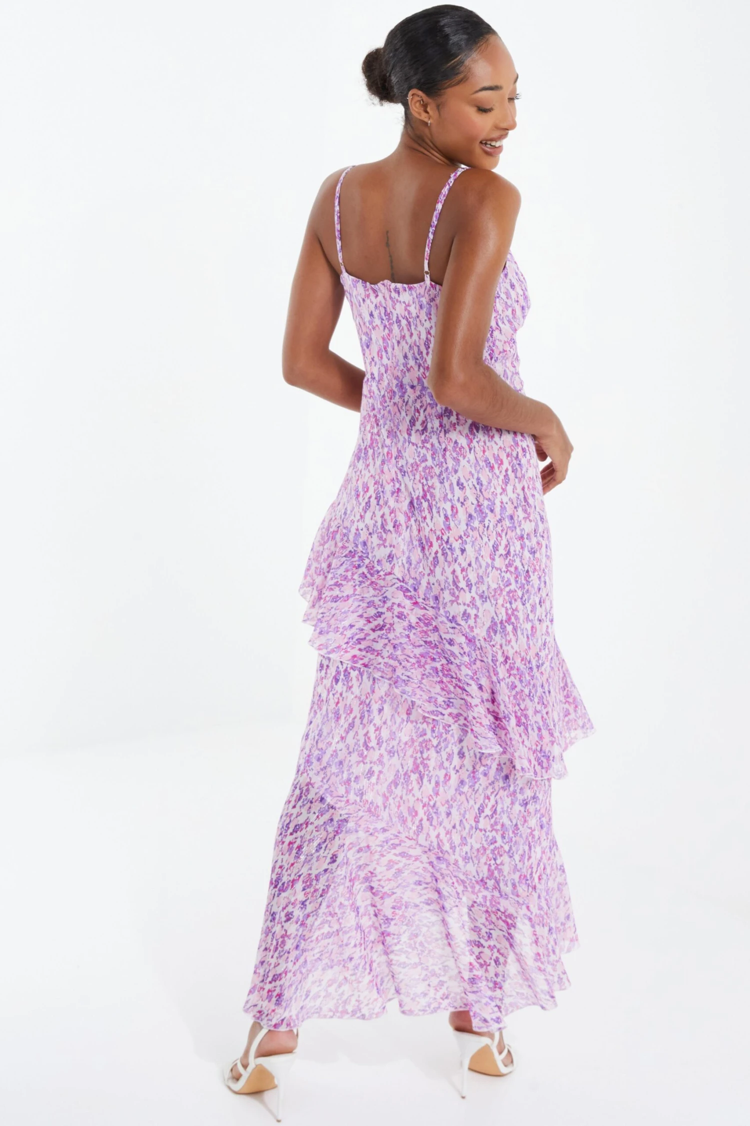 Lilac Chiffon Animal Print Midi Dress 5 Lilac Chiffon Animal Print Midi Dress - Image 3