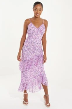 Lilac Chiffon Animal Print Midi Dress 9 Lilac Chiffon Animal Print Midi Dress -Princess Style Shop 00100037591 XM