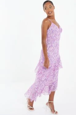 Lilac Chiffon Animal Print Midi Dress 11 Lilac Chiffon Animal Print Midi Dress -Princess Style Shop 00100037591 XS